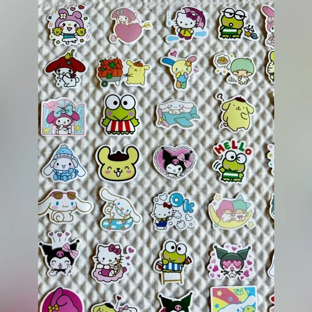 New Sanrio Hello Kitty & Friends Kawaii Waterproof Stickers Set of 50 - 2” x 2”